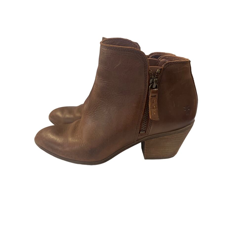 Frye 3471733 Judith Zip Ankle Booties Womens Wheat Brown Leather Size 7.5 - Picture 3 of 10